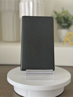 Louis Vuitton Black Taiga Leather Passport Cover / Card Holder Wallet